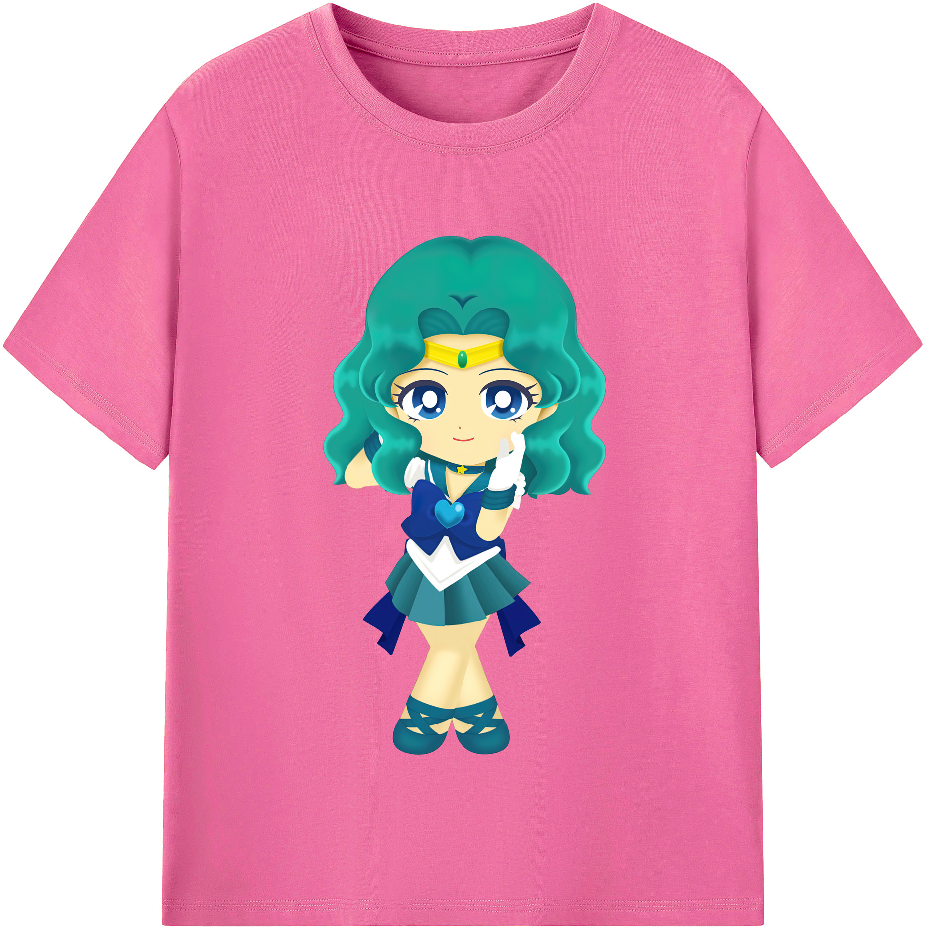 （画像用） 美少女戦士セーラームーン 海王 みちる（かいおう みちる） Sailor Moon Kaiou Michiru レディースカジュアルプリントTシャツ（綿100％）